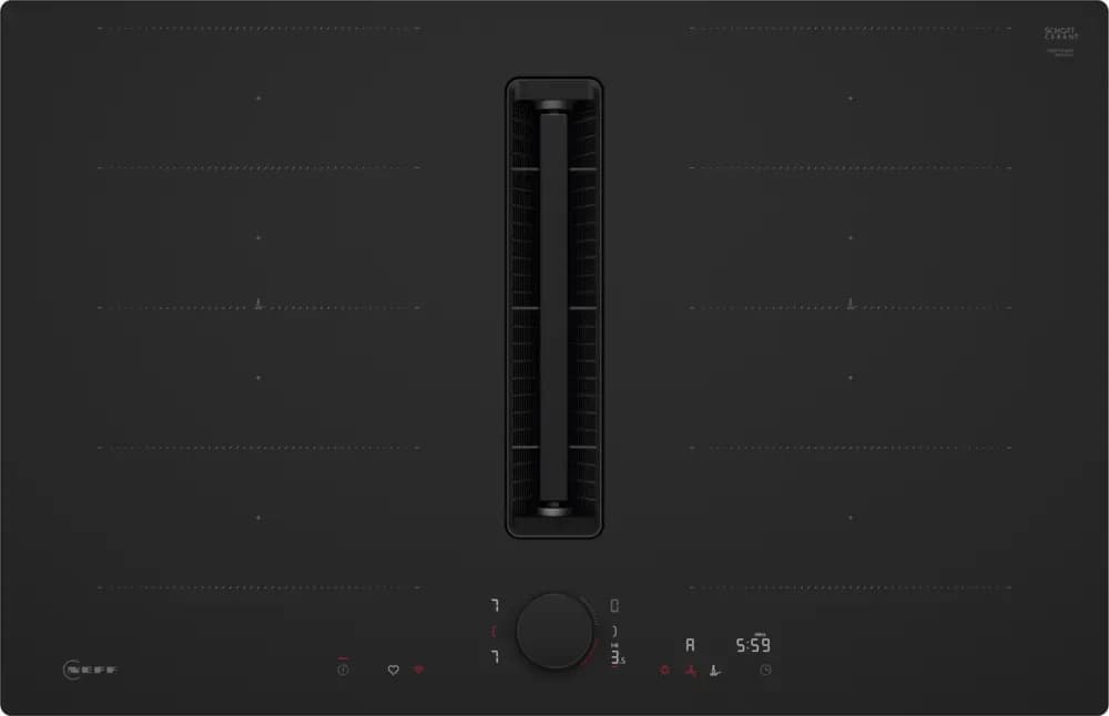 N 90 Induktionskochfeld mit Dunstabzug 80 cm Mattschwarz, flächenbündig (integriert) - Bild 1
