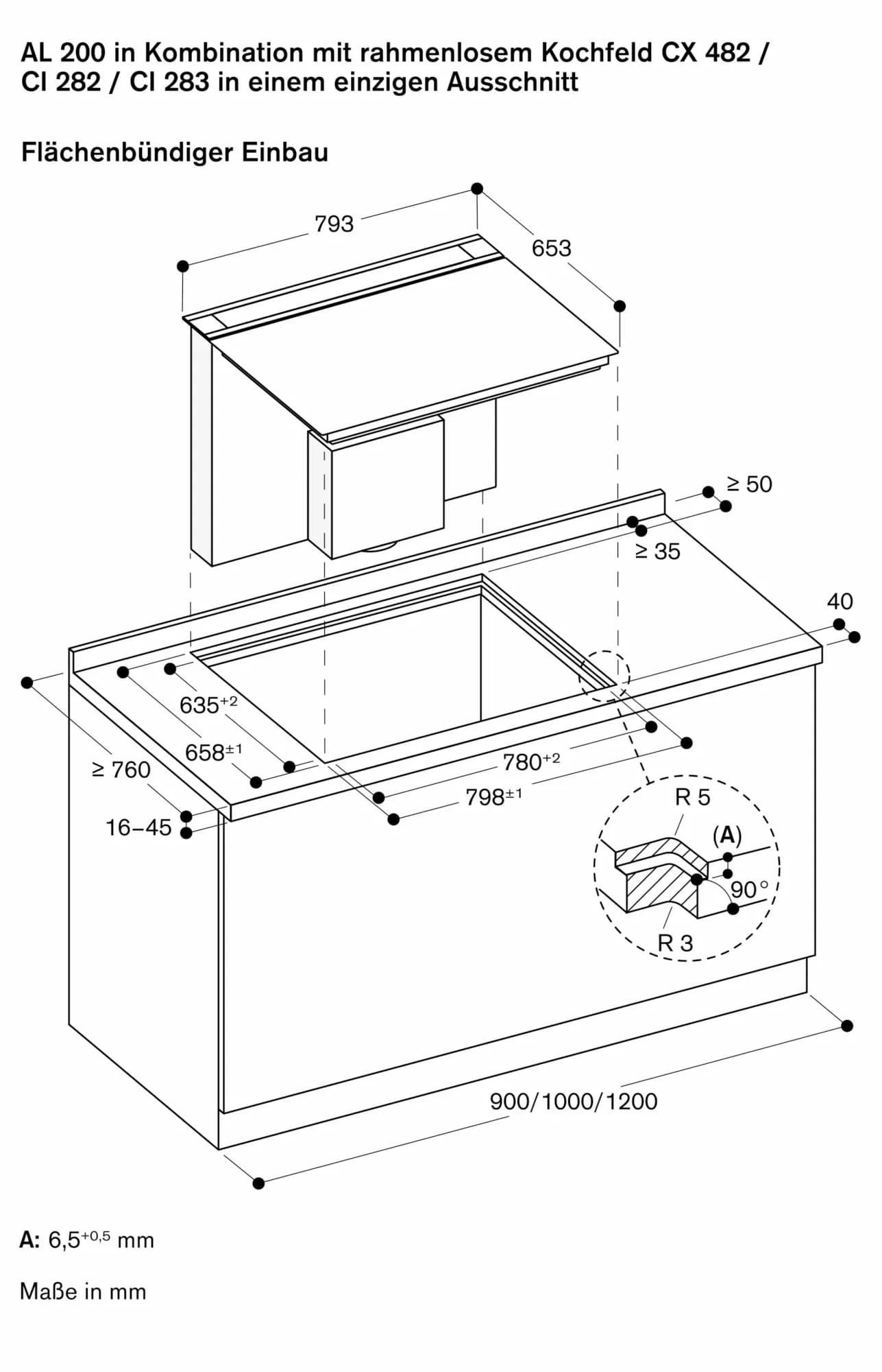 Serie 200 Tischlüftung 80 cm flächenbündiger Einbau - Thumbnail 10