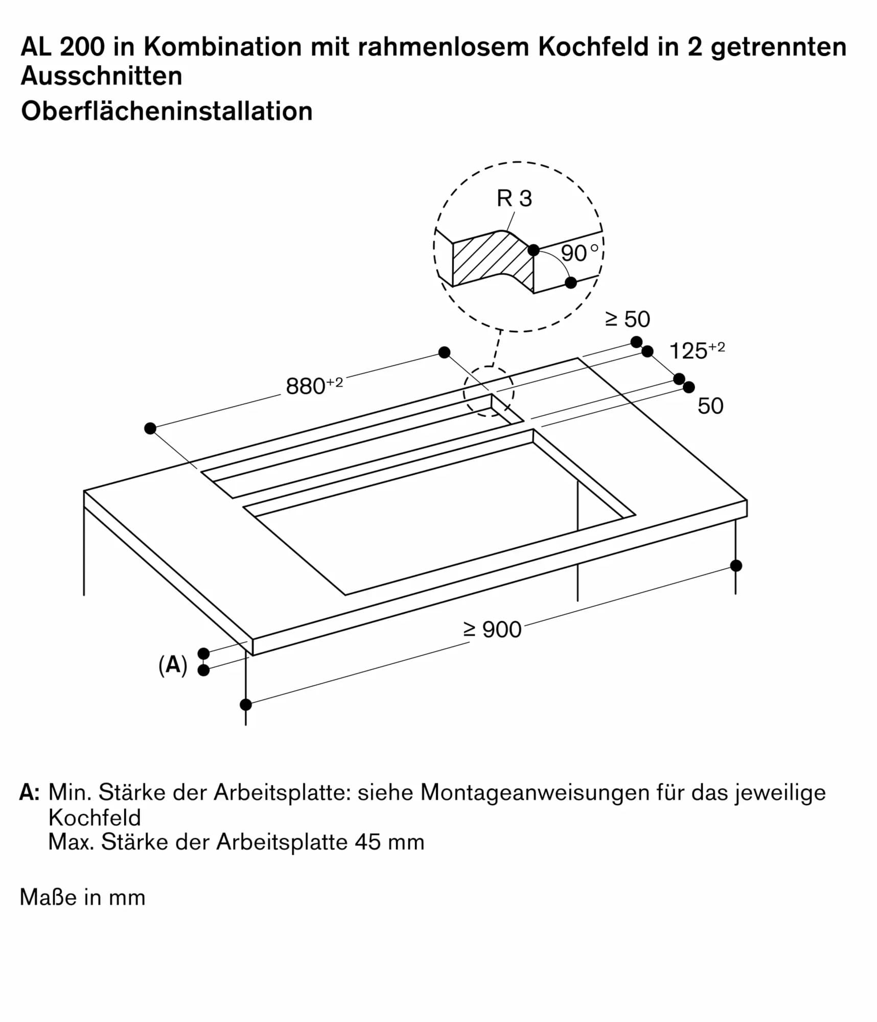 Serie 200 Tischlüftung 90 cm flächenbündiger Einbau - Thumbnail 12
