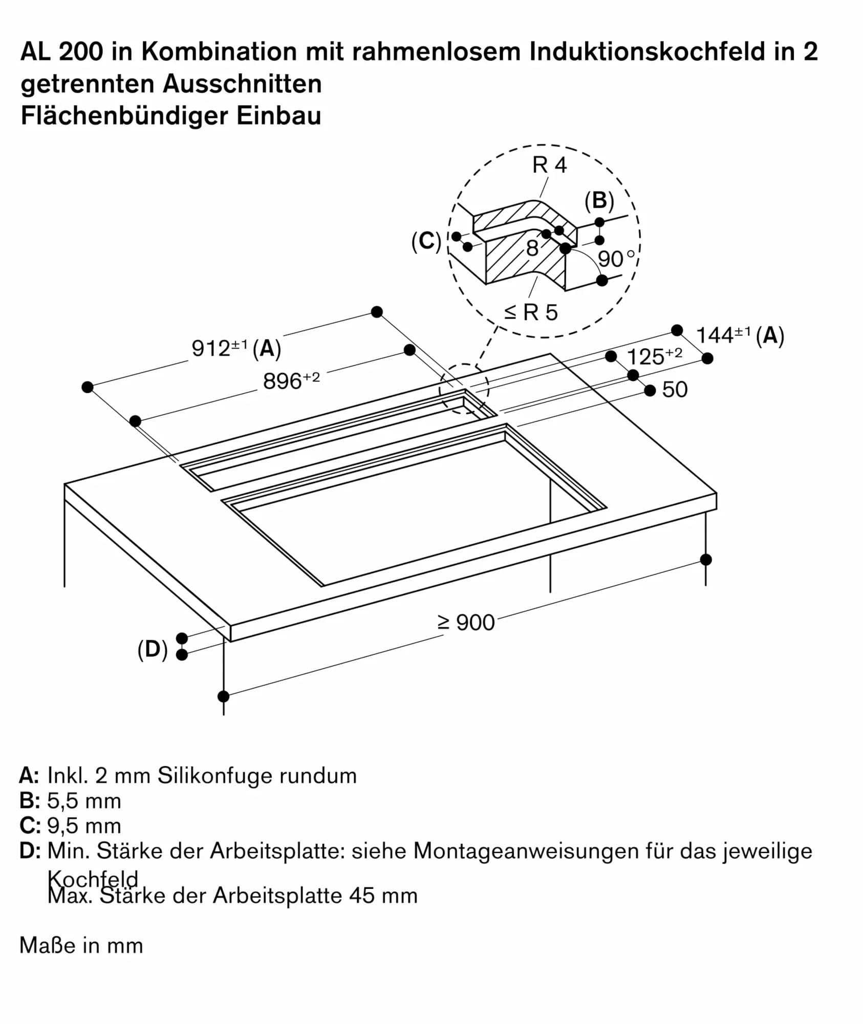 Serie 200 Tischlüftung 90 cm flächenbündiger Einbau - Thumbnail 14