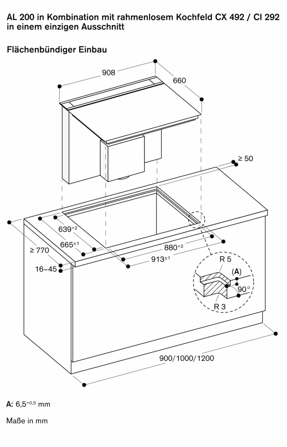 Serie 200 Tischlüftung 90 cm flächenbündiger Einbau - Thumbnail 18