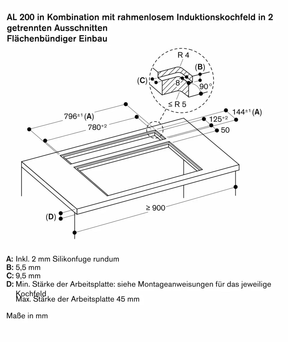 Serie 200 Tischlüftung 80 cm flächenbündiger Einbau - Thumbnail 24