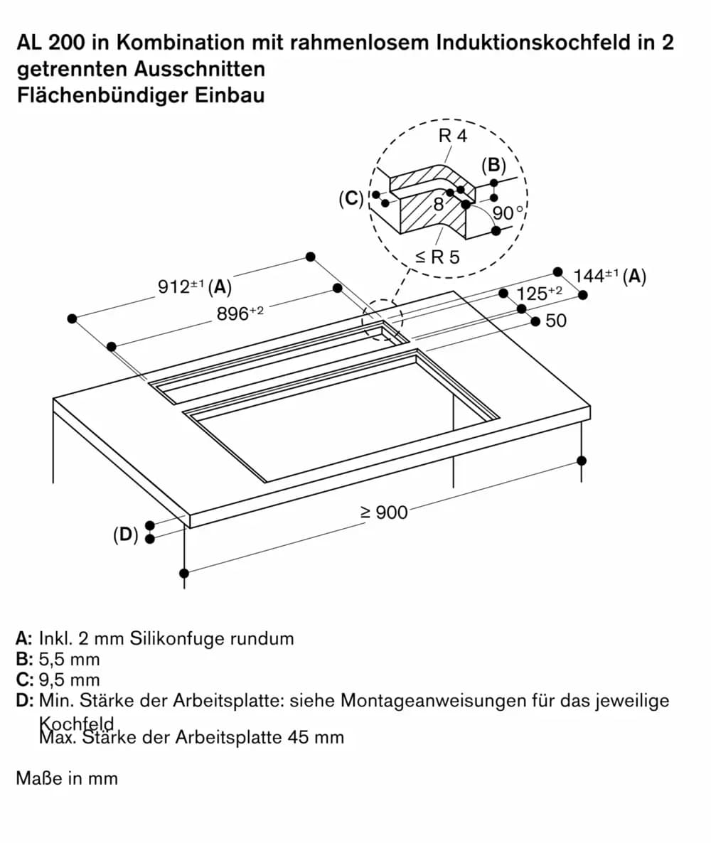 Serie 200 Tischlüftung 90 cm flächenbündiger Einbau - Thumbnail 24
