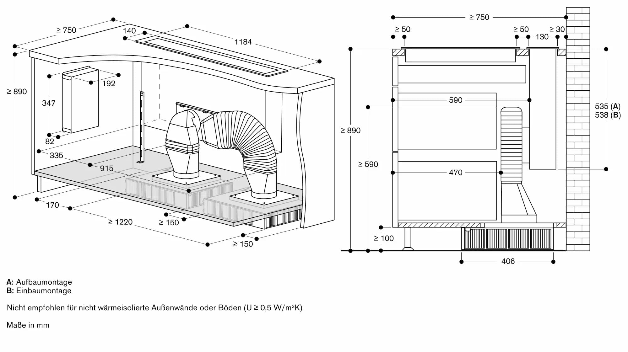 Serie 400 Tischlüftung 120 cm Edelstahl - Thumbnail 5