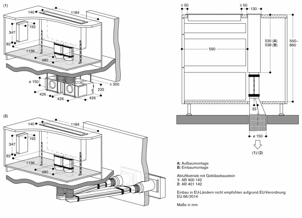 Serie 400 Tischlüftung 120 cm Edelstahl - Thumbnail 19
