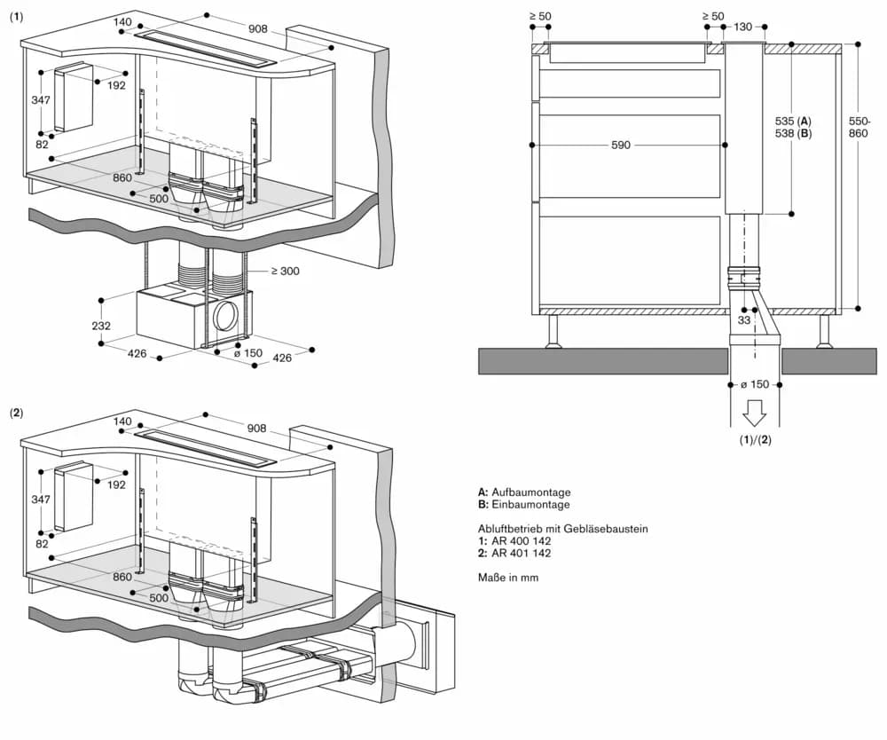 Serie 400 Tischlüftung 90 cm Edelstahl - Thumbnail 19