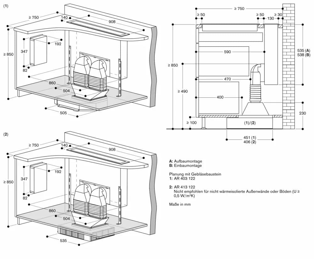 Serie 400 Tischlüftung 90 cm Edelstahl - Thumbnail 21
